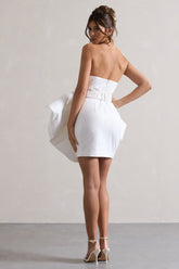 Cream Bandeau Mini Dress With Detachable Bow Skirt